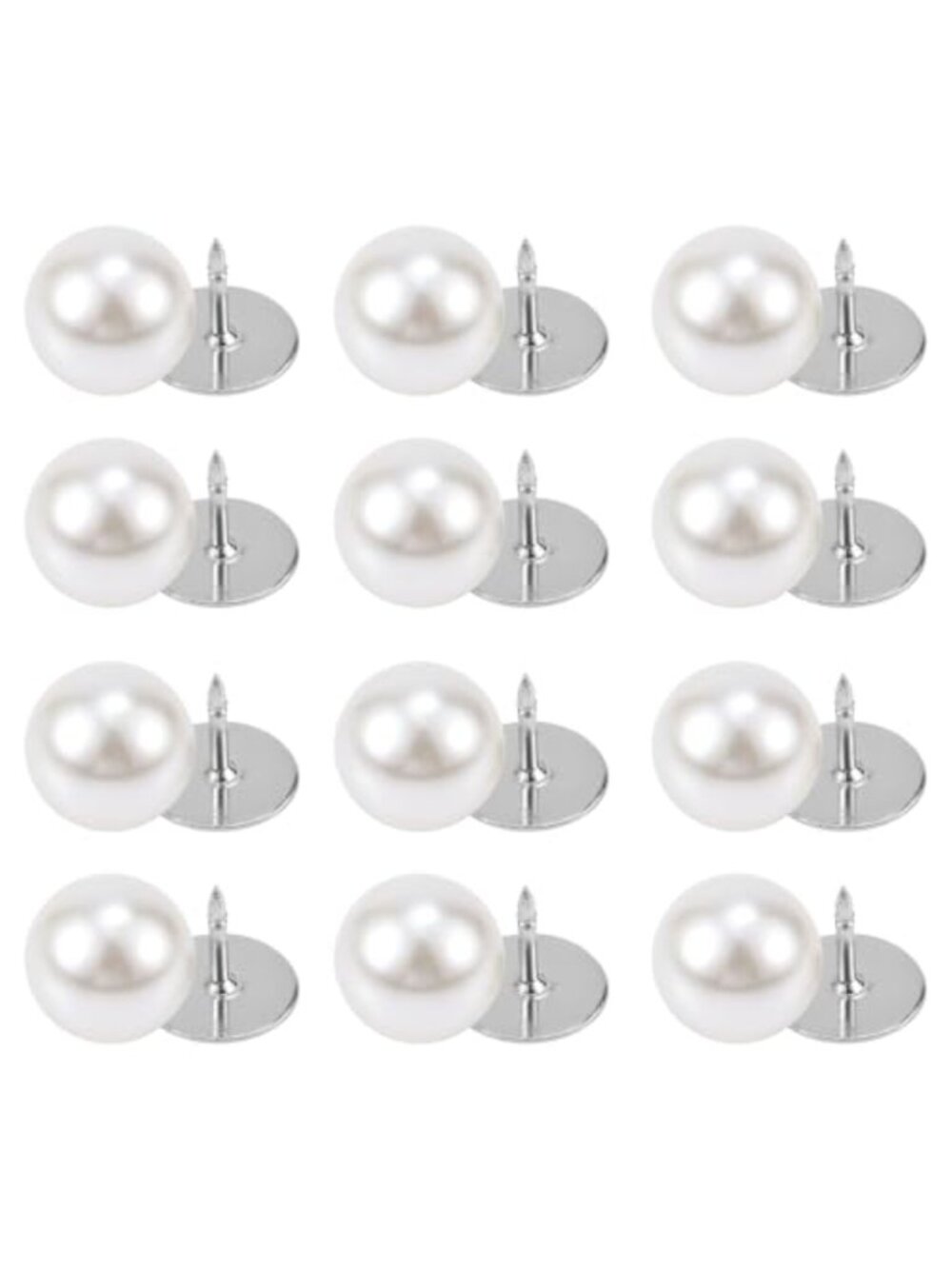 12 Sets No Sew Pearl Buttons - Removable Pearl Pins for Clothes, Cardigans,